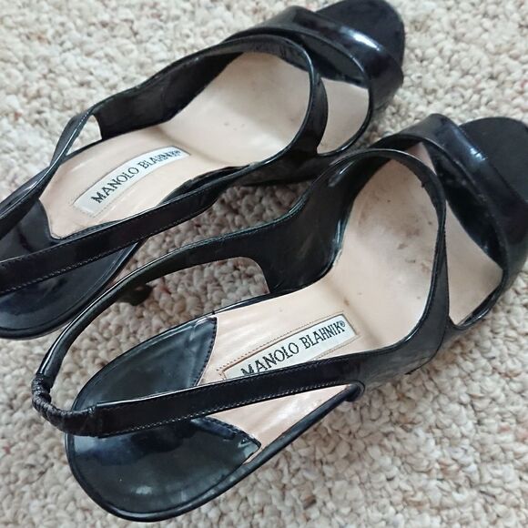 Manolo Blahnik patent black leather heels size 8 - Picture 3 of 8